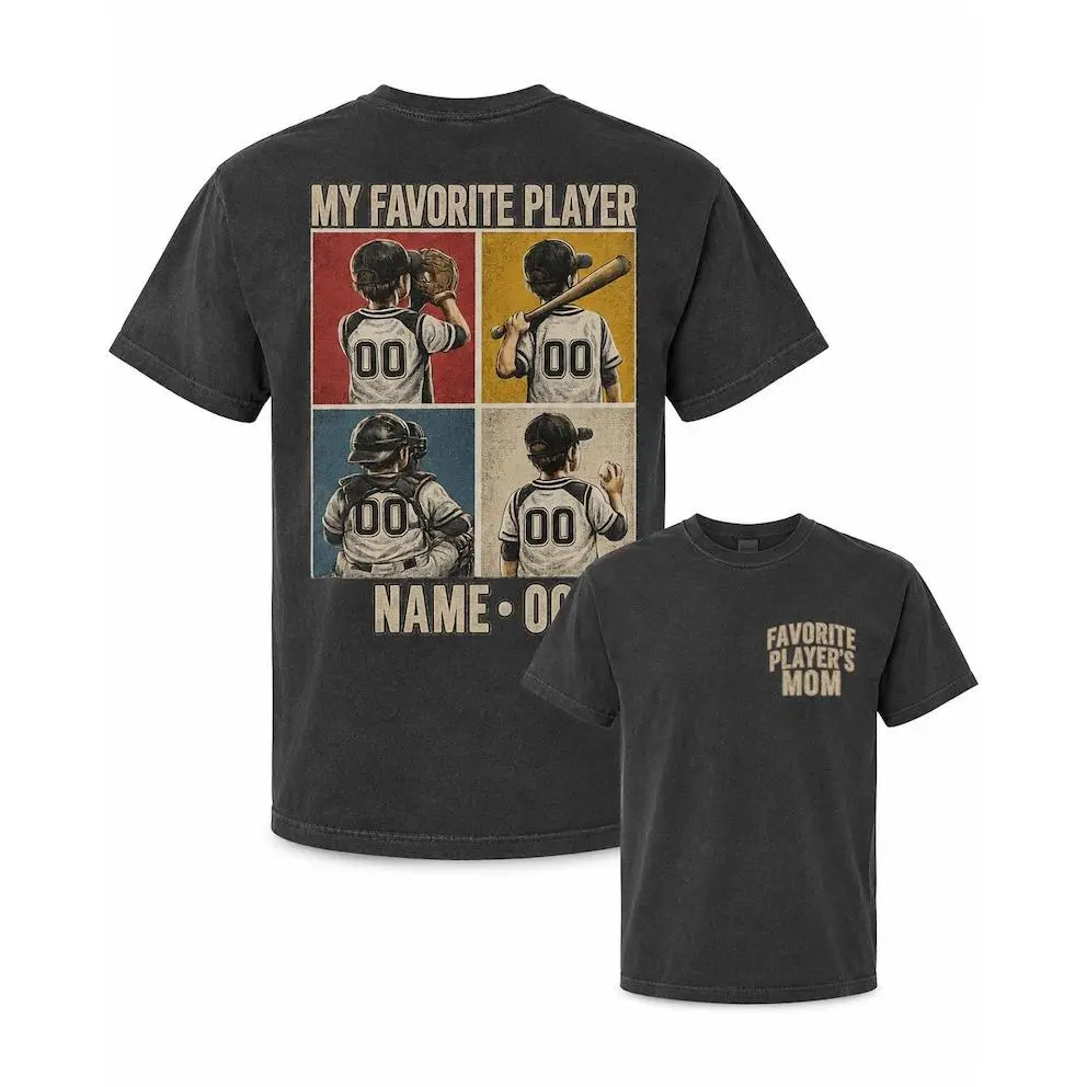 Men's Customized Short-Sleeve Cotton Casual Baseball Mom T-Shirt - Personalized Name & Number, Front & Back Comfortable Design