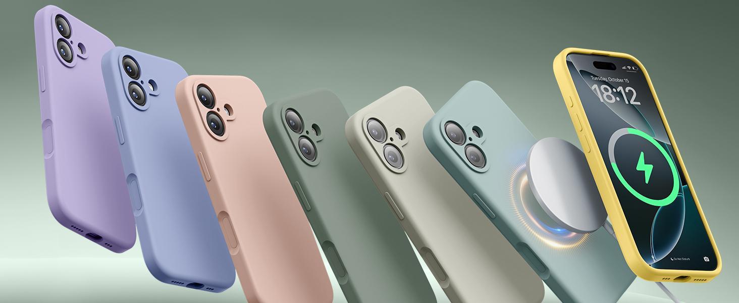 Magnetic for iPhone 17 Case, Compatible with MagSafe, [Integrated Silicone Camera Control Button] [Camera Protection] Anti-Scratch Microfiber Lining Phone Case, 6.3", Calke Green