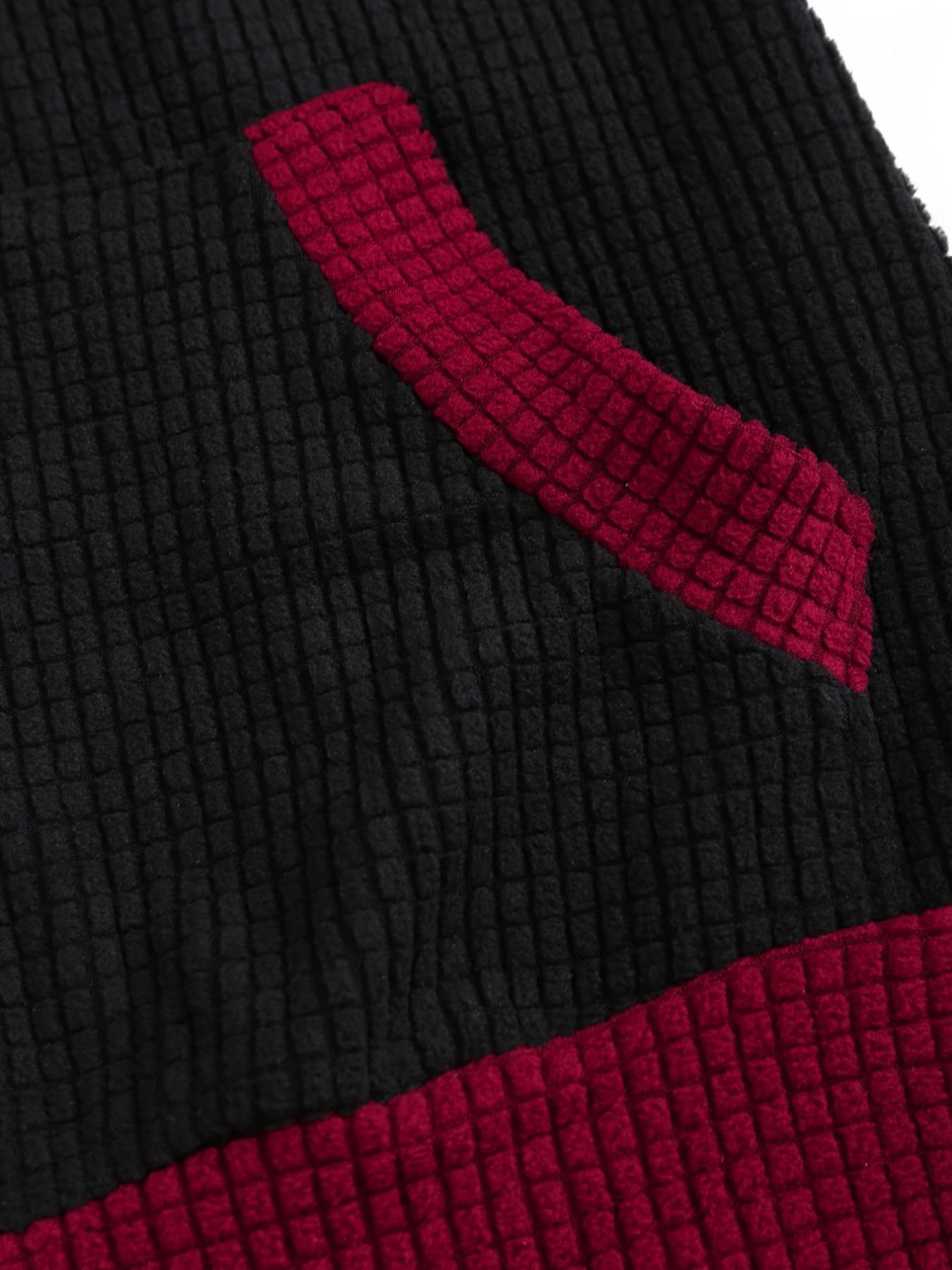 Women's Colorblock 3d Ear Design Textured Zip Up Hooded Coat, Cute Long Sleeve Pocket Outerwear for Fall & Winter, Women's Clothes for Daily Wear, Womenswear