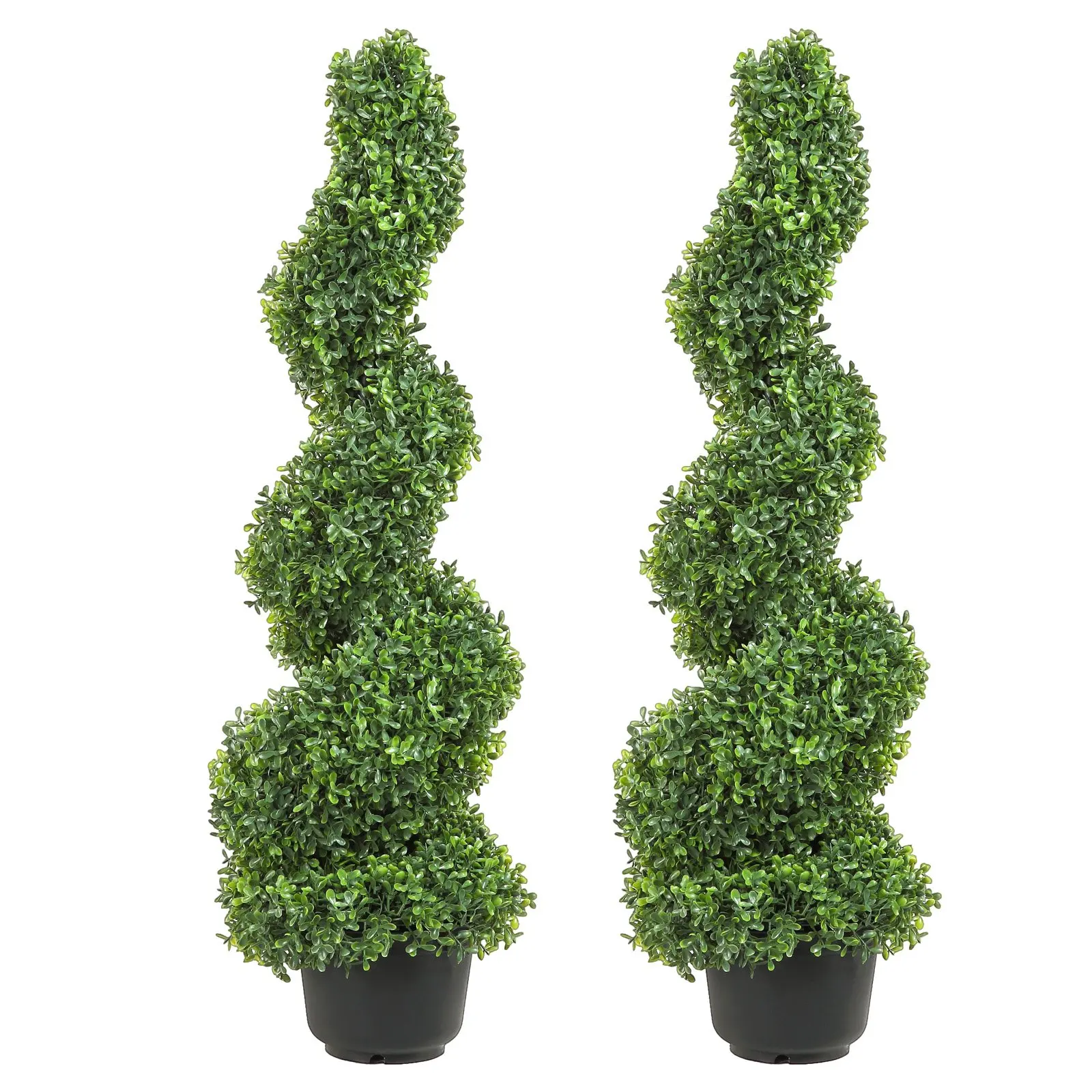 【DealsForYouDays】VEVOR 2 pcs.Artificial Boxwood Tower Topiary Spiral Artificial Plant 91cm high Decorative Plant Green Plastic PE Iron Topiary Plants incl.10 pcs.Replacement Leaves