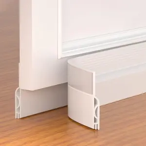 Adjustable Silicone Door Draft Stopper Door Bottom Sweep Weather Stripping Seal Blocker Under Door Gap Filler for Air Noise, Fits Interior Exterior Doors White 39inch