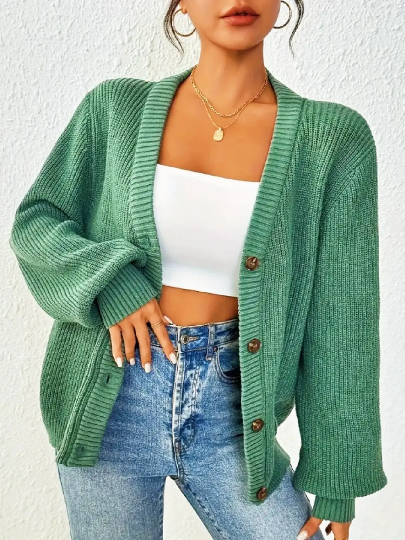 Elegant Women's Solid Color Single Button Knit Cardigan Sweater, Early Autumn Winter Outerwear, Casual, Stylish and Comfortable