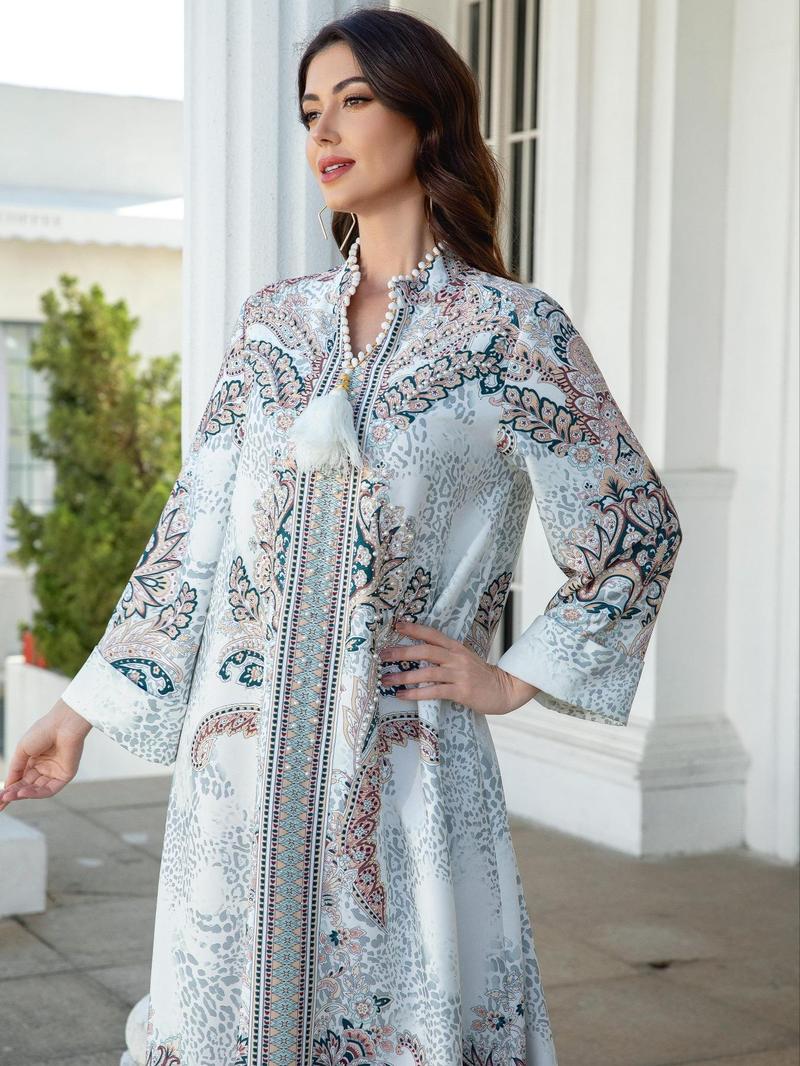 Women's Arabian Dress, Elegant Long Sleeve Long Dress for Daily Wear, Ladies Islamic Clothing, Modesty Abaya for All Seasons