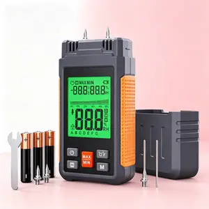 Digital Moisture Meter for Firewood, Handheld Humidity Tester with 2.25-Inch LCD Display, Tricolor Backlight for Drywall Dampness Detection, Portable Wood Moisture Meter, Reusable Orange Tool