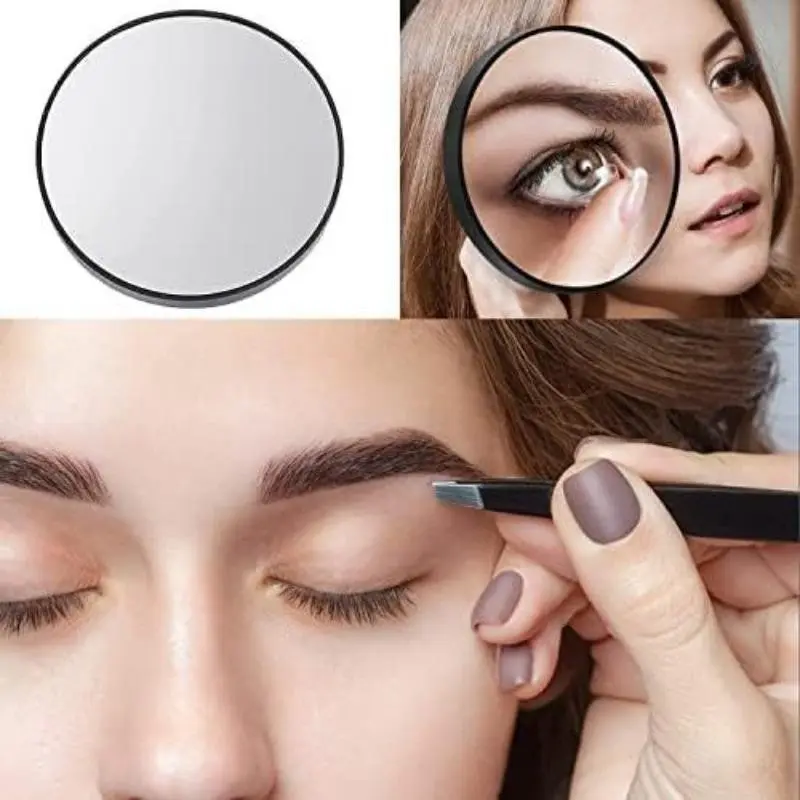 Suction cup fixed circular magnifying makeup mirror, Cosmetic mirror, 50x magnification surface with tweezers set, 3.5 inch size, firmly attached non-slip, suitable for daily home makeup and carrying