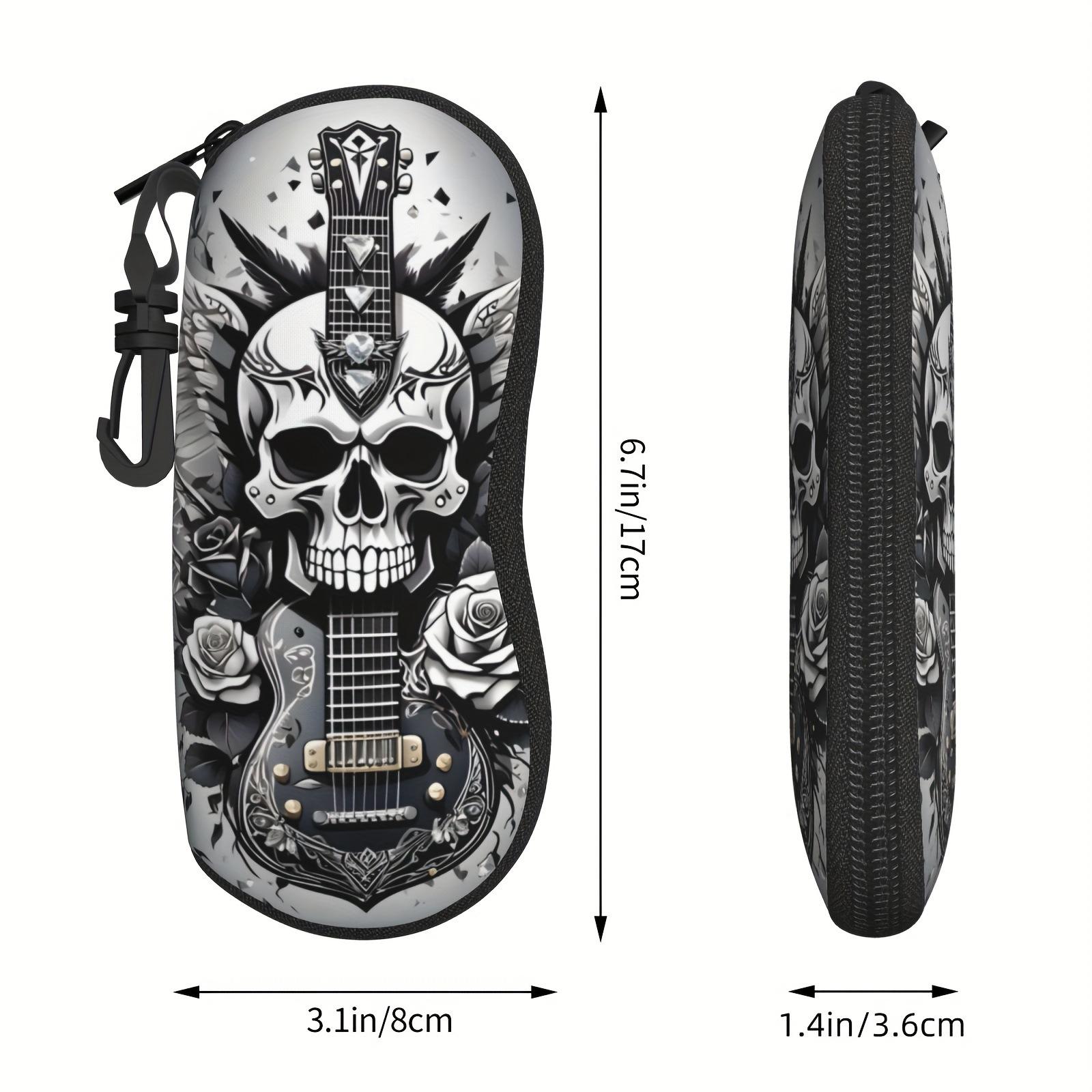 Skull Print Hard Glasses Case, Portable Eyeglasses & Sunglasses Storage Box, Perfect Daily Gift