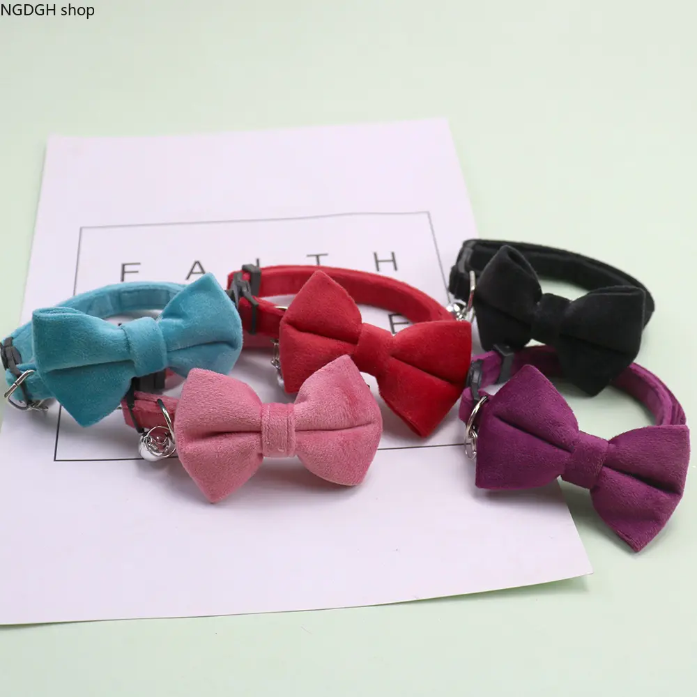 LuxuryVelvetBowPetCollar,BreakawaySafetyKittenCollarWithSilverBell,ComfyFleeceLinedStrap,MultipleRichColorOptions,ElegantFormalNeckwearForPetWeddingHolidayShootsGiftForCats&Puppies
