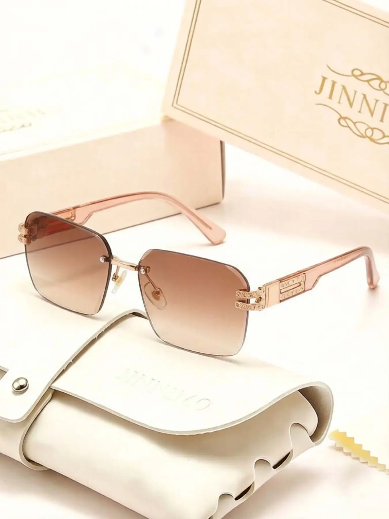 Unisex Retro Y2K Metal Frameless Rectangular Fashion Glasses, Trendy Women's Decorative Eyewear, Perfect for Street Photography & Accessories