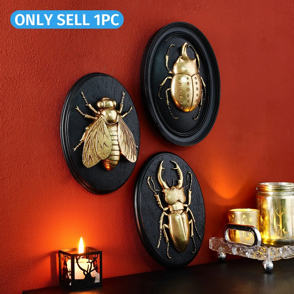 Base Beetle Relief Wall Decor, Gothic Vintage Resin Insect Hanging Ornament, Luxury Wall Art for Bedroom, Lobby, Wedding Room