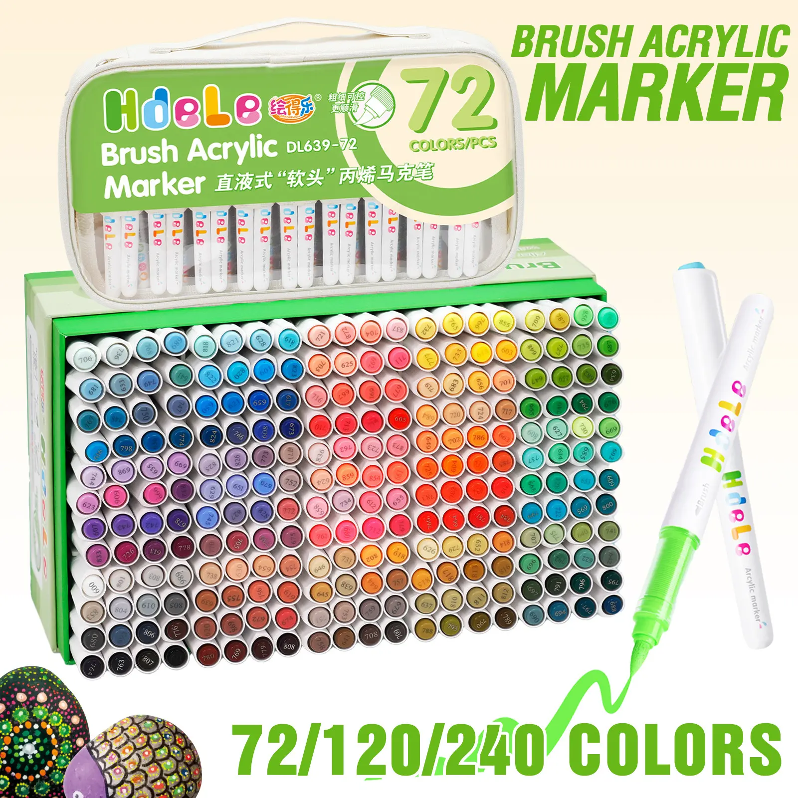 Guangna Upgrade Acrylic Marker Set, 72-240 Colors, Soft Tip Design, Fashionable Markers for Drawing, Learning Supplies, Holiday Gift