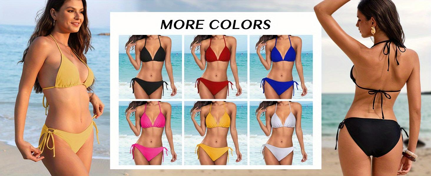 Bikini Sets for Women Sexy Two Piece Bathing Suit Halter Triangle Bikinis String Tie Sid Swimsuits for Women