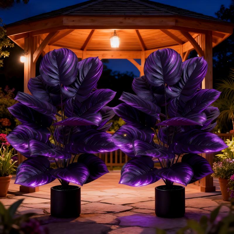 [For Outdoor Use] 2pcs Artificial Violet Plants, Dark Greenery for Outdoor Use, Home Decor, Store Displays, Photography Backdrops, and Office Spaces  No Pot Included