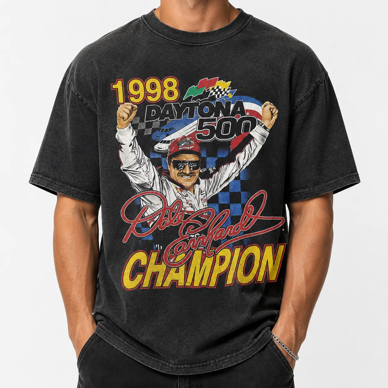 Vintage 1998 Daytona 500 Dale Earnhardt T-Shirt, Nascar Racing Shirt, Retro 90s Racing Graphic Shirt