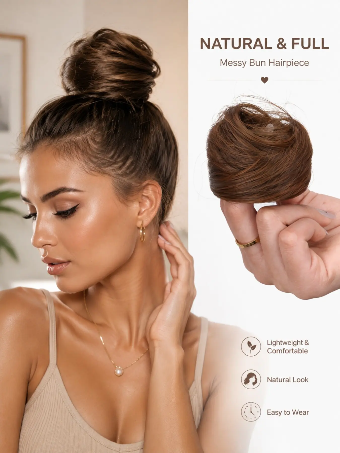 Synthetic Messy Dount Hair Buns Updo Chignon With Elastic Hair Exension for Women Daily Lazy Hair Accessories
