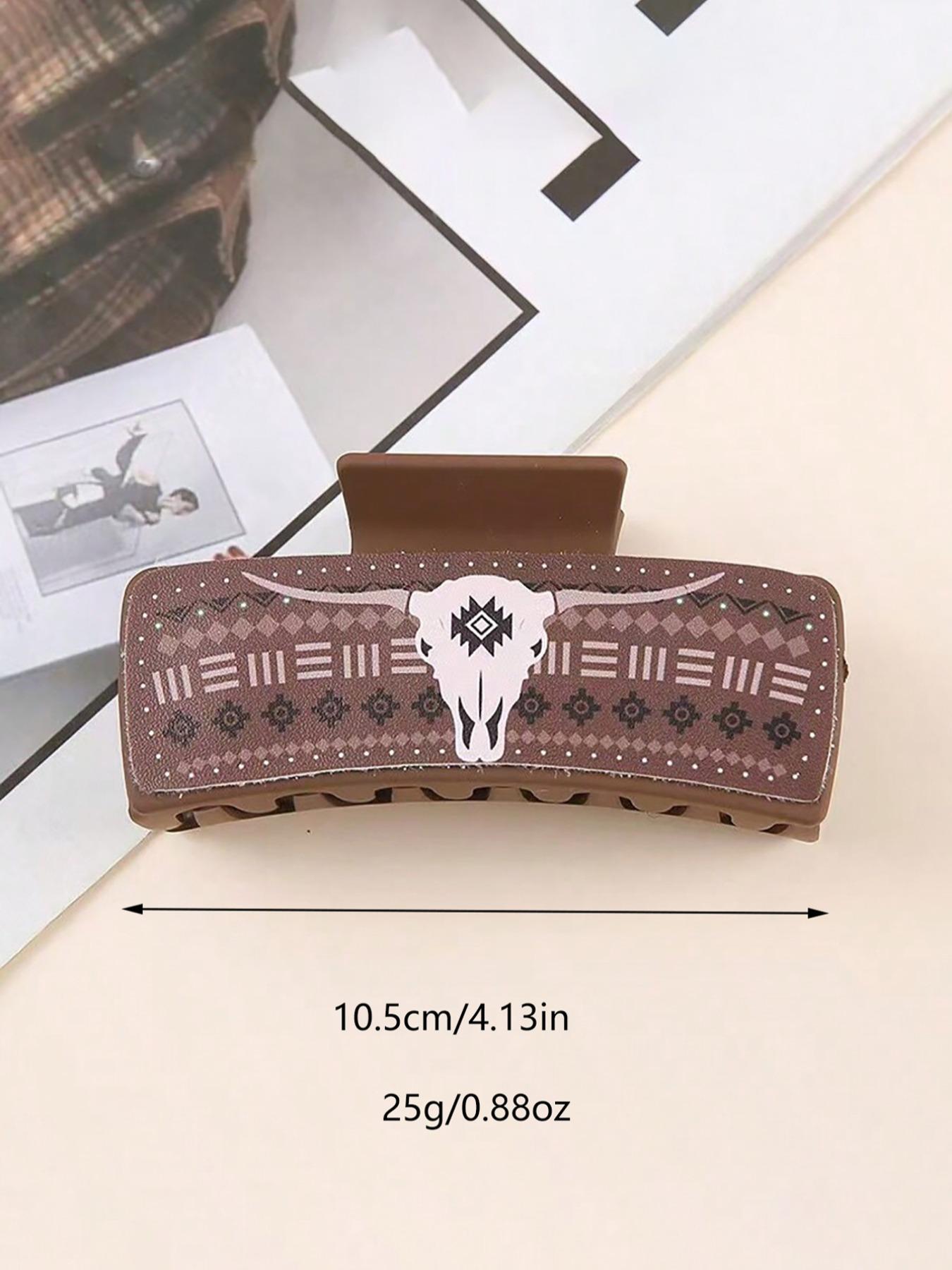 Western Cowboy Style Hair Claws, Vintage Pattern Hair Claws, Fashion Hair Accessories for Women & Girls, Minimalist Headwear Suitable for Thick Hair, Hair Claws Set