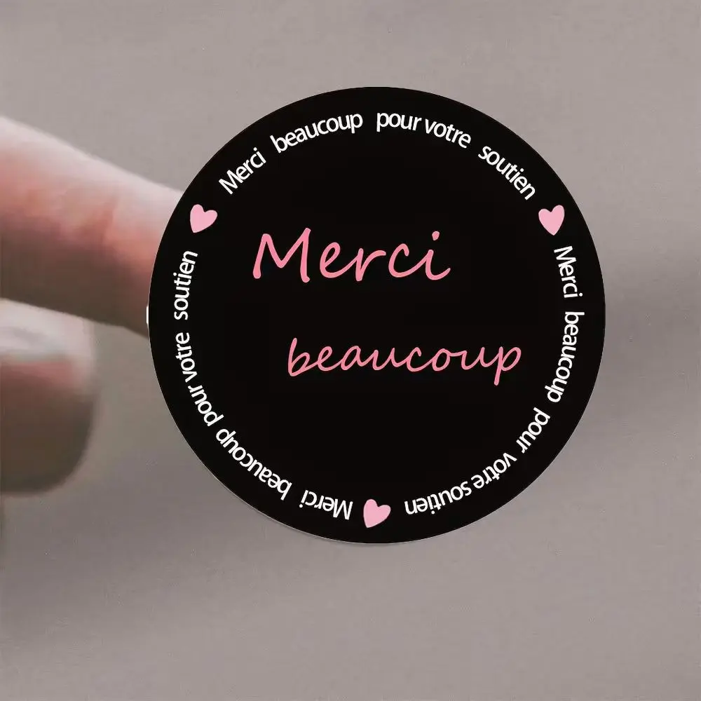 72 Thank You Stickers, Handmade Envelope Seals, Scrapbook Stationery, French Style Gratitude Labels, Round Business Gift Tags