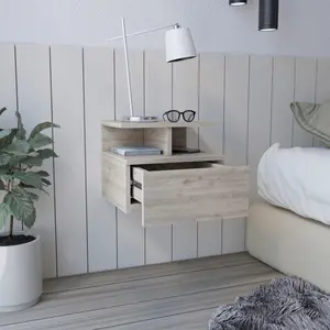 Floating Nightstand Flopini, One Drawer, Light Gray Finish On-Site