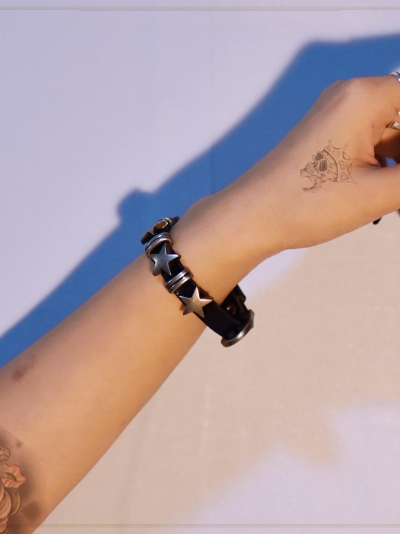 Punk Star Decor Pu Leather Bracelet, Adjustable Fashion Accessories for Both Men & Women for Party, Daily Clothing Decor,  All-match & Exquisite Jewelry