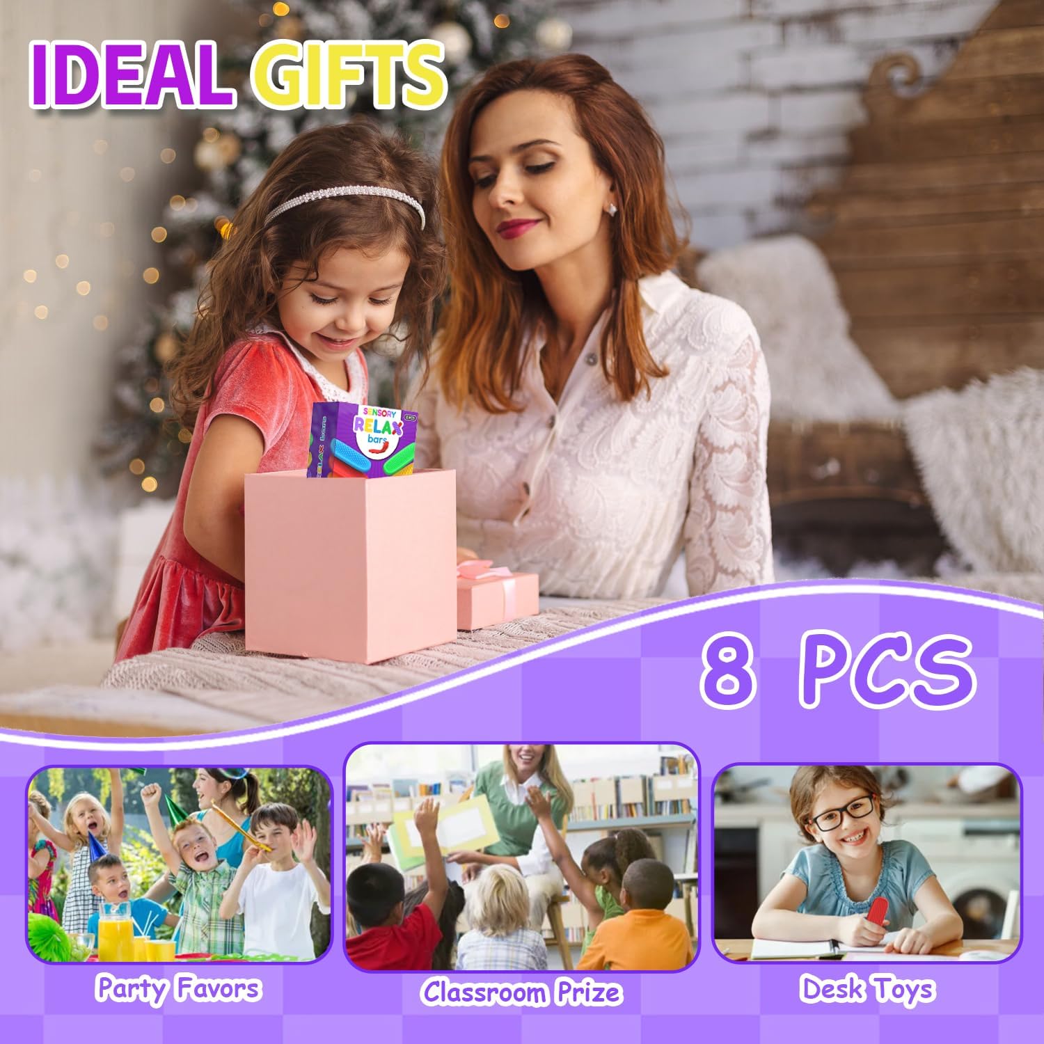 Colorful Sensory Fidget Toys, 8pcs/16pcs Multiple Textured Suction Toys, Fidget Strips Stress Relief Fidgeting Toy for Home School Office