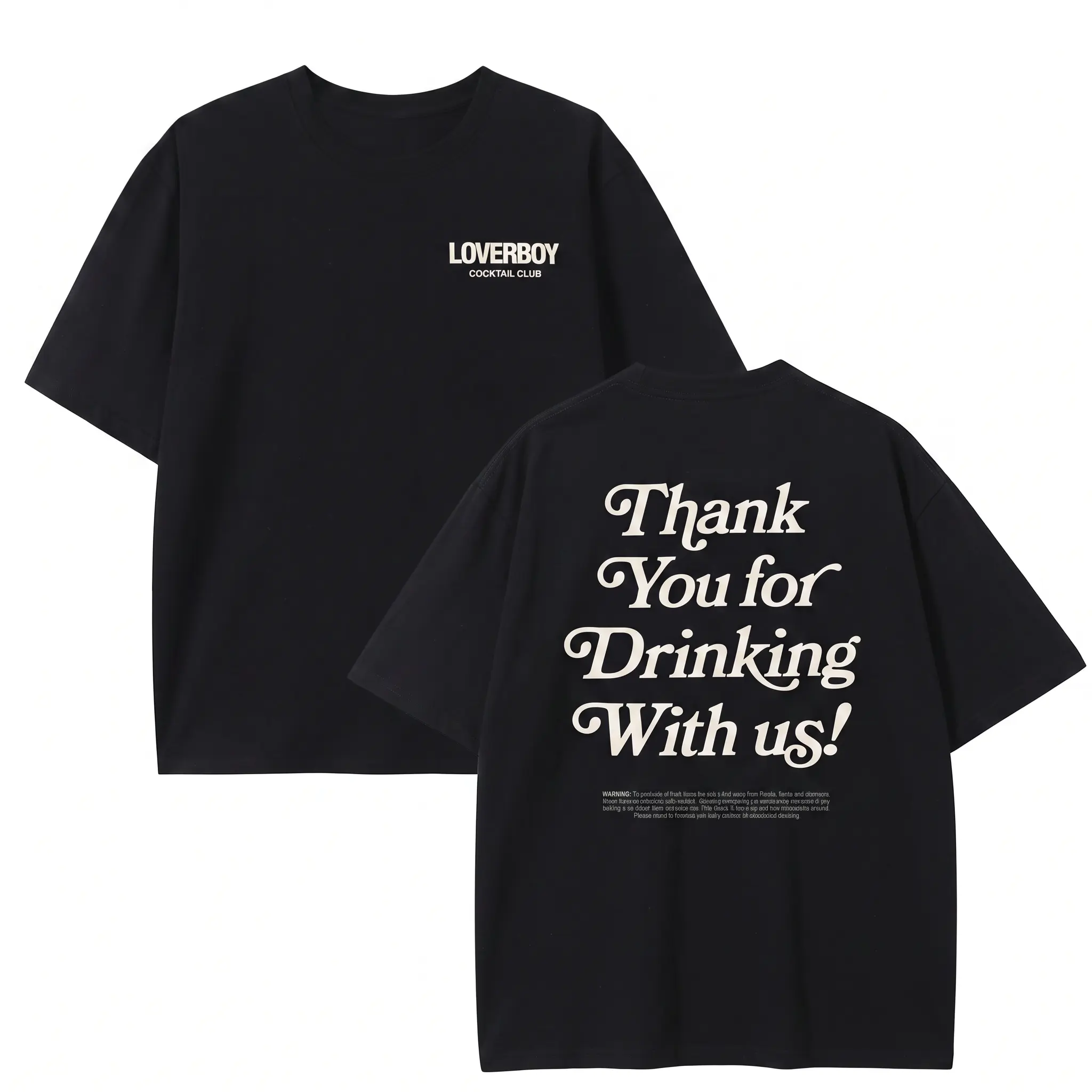 Loverboy Cocktail Club Graphic T-Shirt, Retro Aesthetic Unisex Streetwear Top, Funny Shortsleeve Party Apparel in Soft 100% Cotton