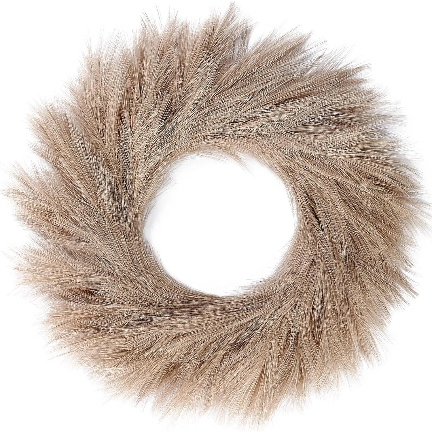 26 Inch Faux Pampas Grass Wreath for All Seasons Artificial Pampas Wreath Boho Wall Decor Christmas Farmhouse Fall Autumn Spring Front Door Decoration BrownGift