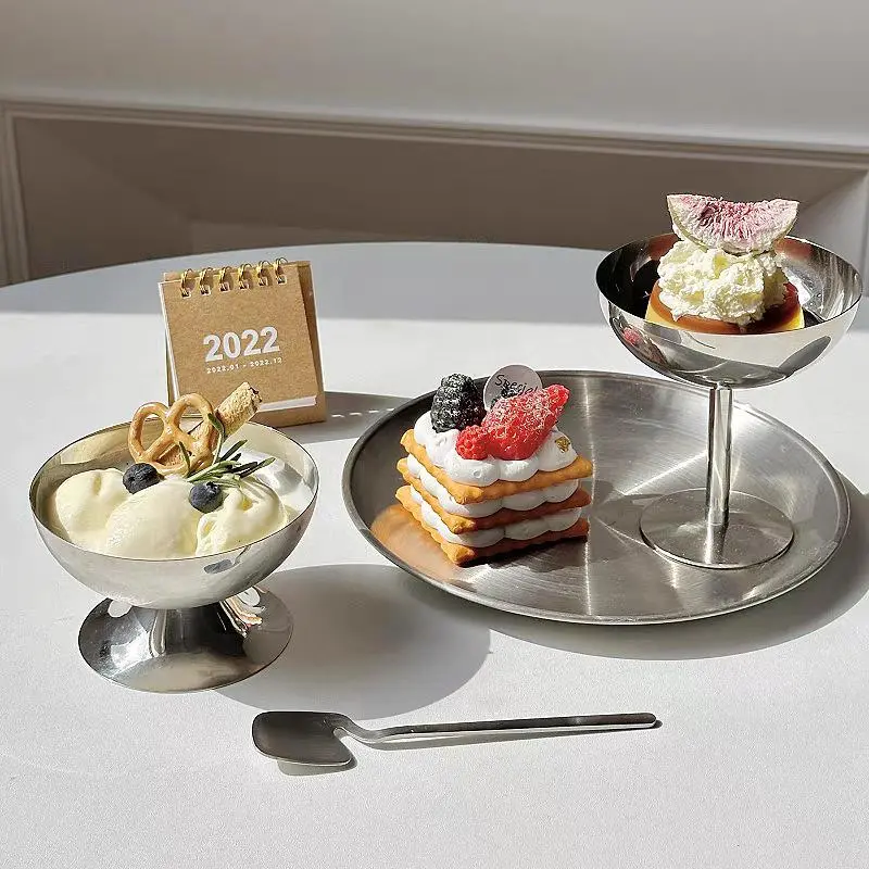 Stainless Steel Ice Cream Cup, 1 Count Tall Pudding Dessert Cup, Multi-functional Snack Bowl for Bars, Ice Cream Party & Parties
