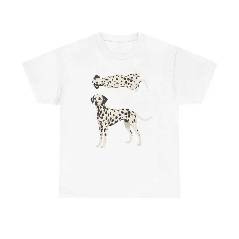 Dalmatian Dog Graphic Short-Sleeve Tee, Essential Basic Fabric Top for Casual Wear (Pair with Matching Bottoms), Shortsleeve