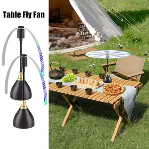 2pcs Fly Fans for Tables, Effective Fly Repellent Fan with Soft Blades Keeps Flies Away, Retractable Foldable Electric Fly Fan Portable Outdoor Fly Fan for Picnic, BBQ Portable Fly Fans Keep for Your Food Clean