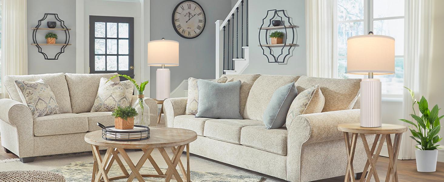 2 Pack 23.5’’ Modern Ceramic Table Lamps Set of 2 for Living Room, Farmhouse Vintage Bedside Table Lamps with White Linen Shade, Rustic Bedroom Ceramic Lamps for Nightstand Home Office End Table Dorm 2 Pack 23.5’’ Modern Ceramic Table Lamps Set of 2 for Living Room, Farmhouse Vintage Bedside Table Lamps with White Linen Shade, Rustic Bedroom Ceramic Lamps for Nightstand Home Office End Table Dorm