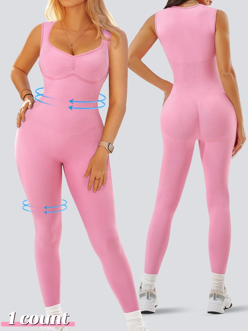 Women's Solid Shapewear Jumpsuit, 1 Count High Stretch Tummy Control Shaper, Ladies Shapewear for All Seasons