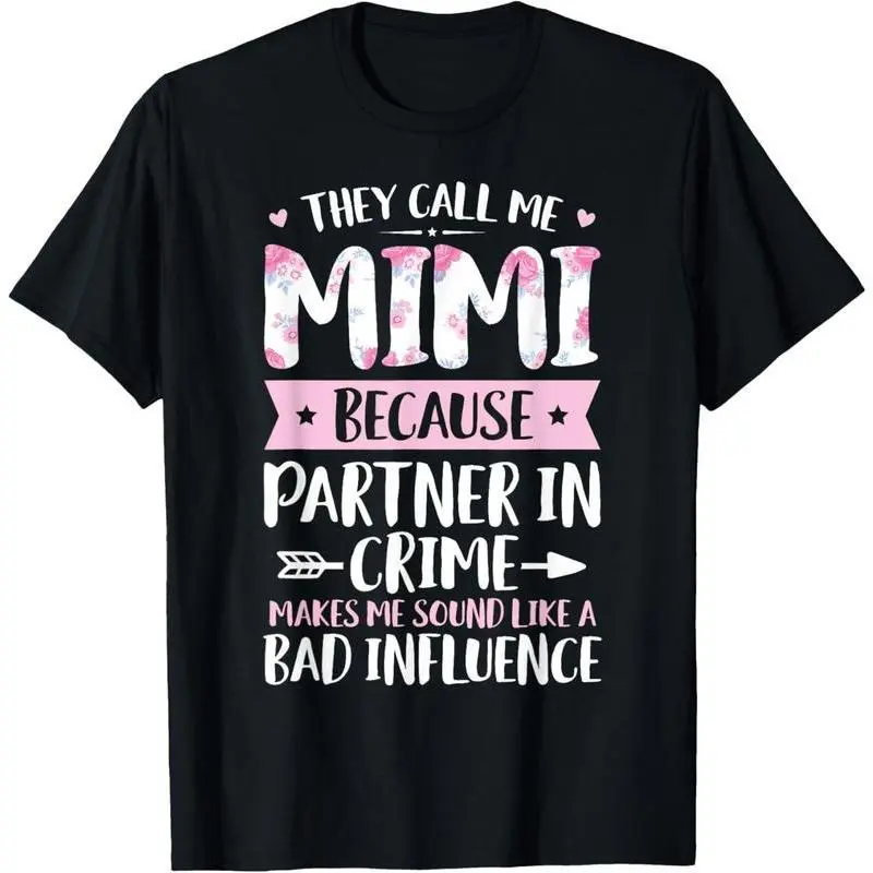 Women's 'They Call Me Mimi' Funny Graphic T-Shirt, 100% Cotton Short Sleeve Round Neck Top, Everyday Mother's Day Gift, Shortsleeve, Tops