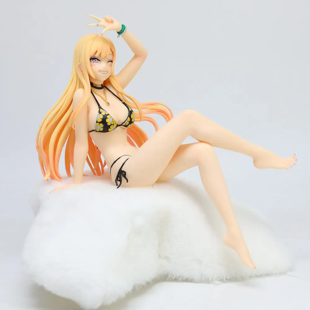 Anime Swimsuit Girl Dressing Doll, Love Seat Pose Kida River Haruka Handmade Model, Sitting Scissors Hand Kida Secondhand Anime Girl Figure Toy