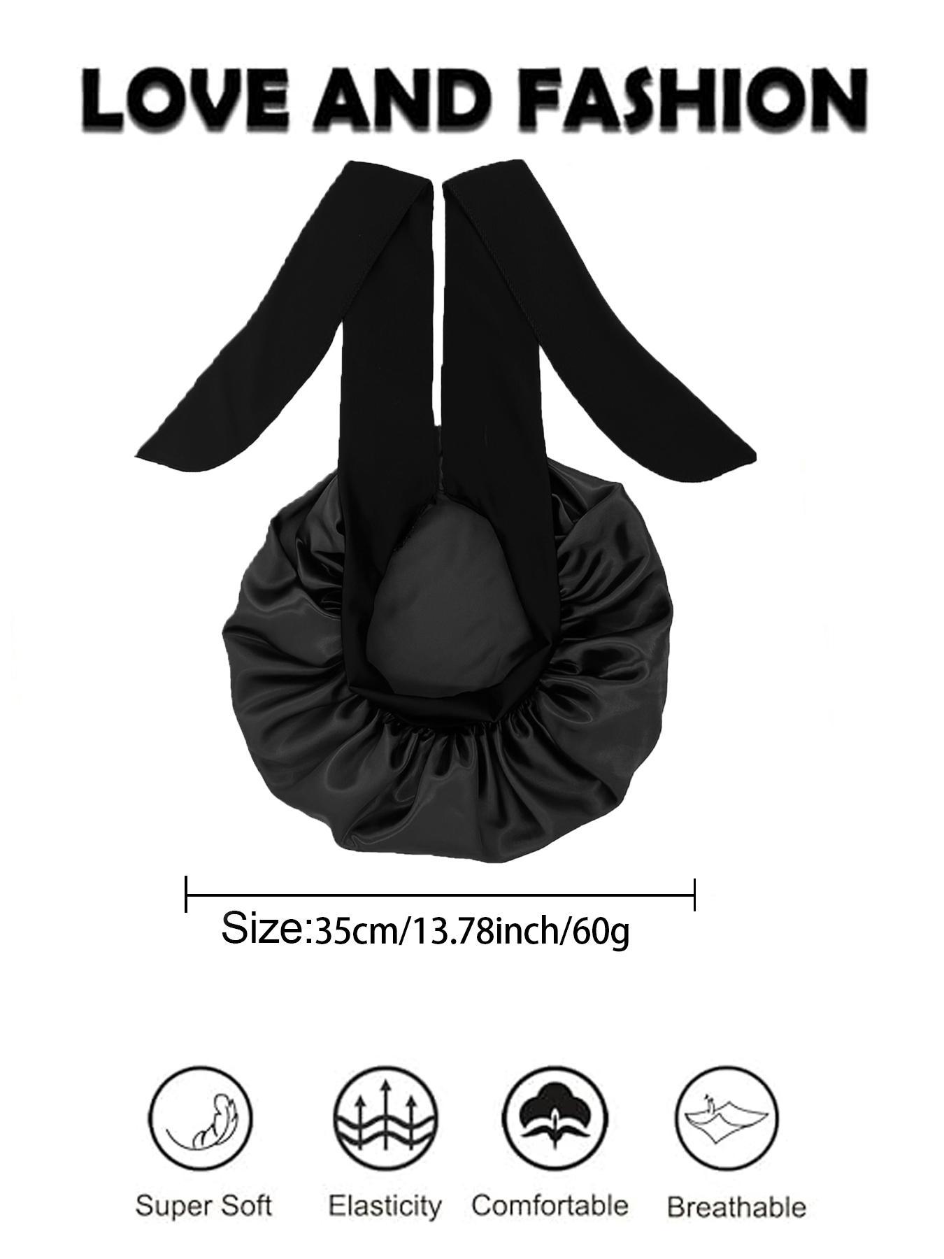 Women's Solid Color Bow Decor Sleeping Bonnet, Soft Comfortable Sleeping Bonnets, Satin Hair Bonnet for Women & Girls, Adjustable Satin Bonnet, Sleeping Bonnet for Overnight Hair Protection, Heatless