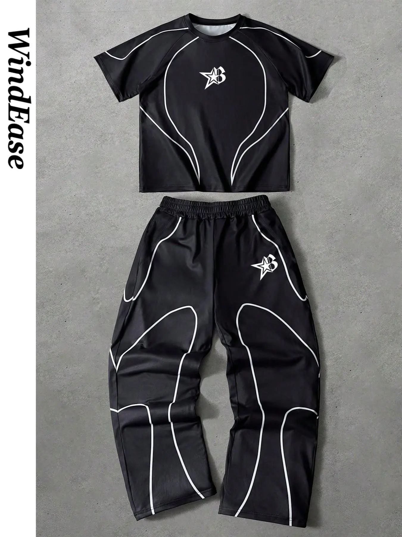 2026 New Men's Two-Piece Set, Outfit Sets, Functional Style, Loose Straight Fit, Futuristic Streetwear, Versatile for Couples, Casual Occasions, Menswear