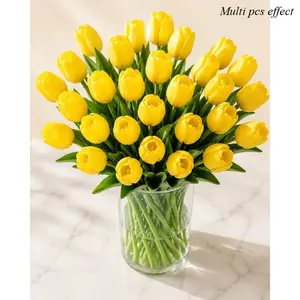 15 Bouquets of Artificial Tulips,  Suitable for Living Room and Dining Table Decoration, Fade-resistant Nordic Style Home Decor, Ideal for Anniversary and Party Arrangements, Plastic Material, No Required