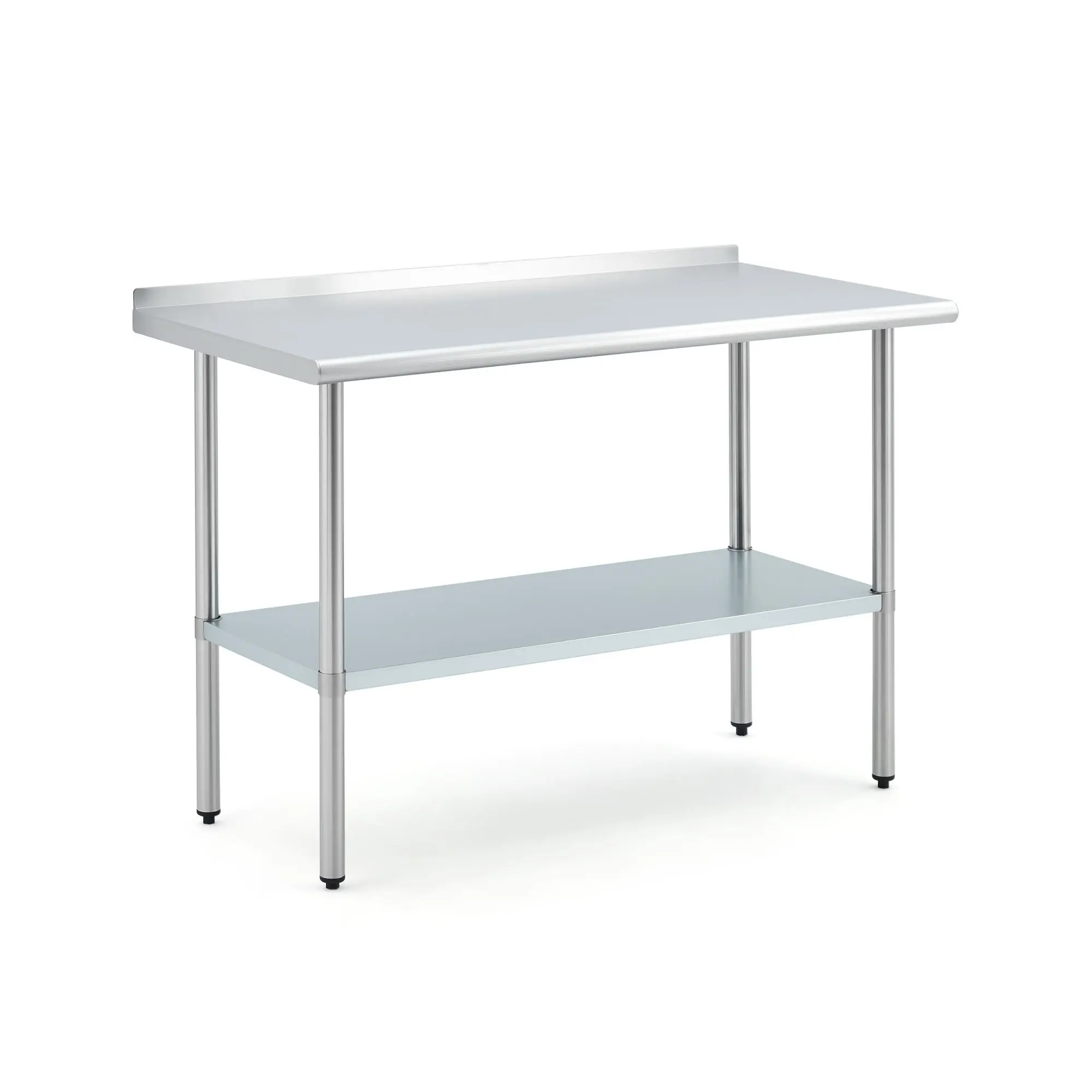 Heavy Duty Work Table 48×24" – 430 Stainless Steel – 480lbs Top / 380lbs Shelf – Non-Slip Feet – Commercial Kitchen/Garage – Rust-Proof