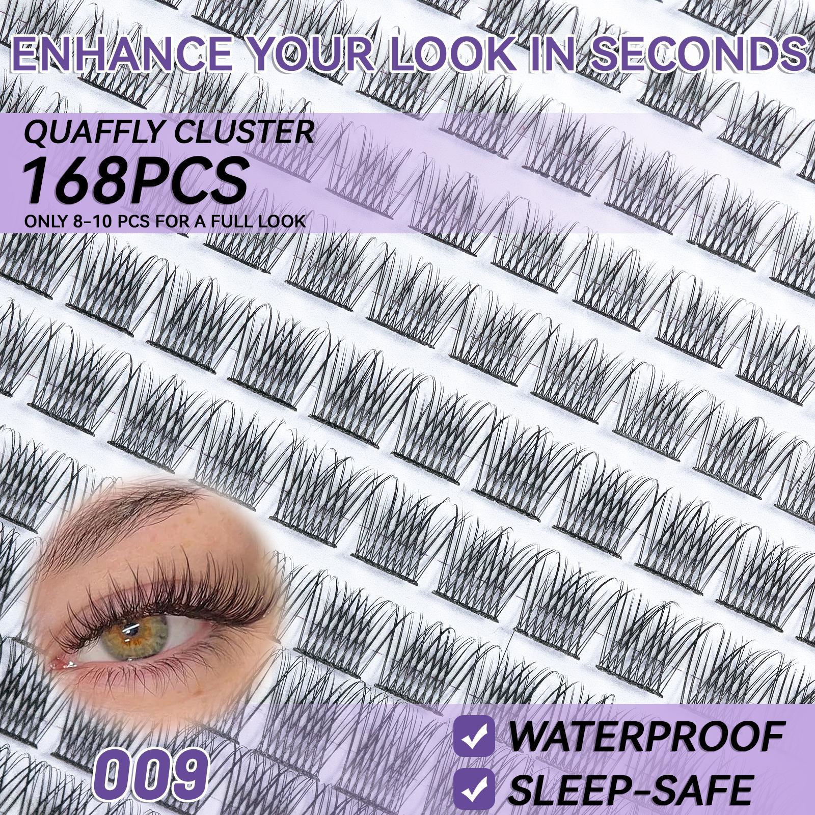 Mixed Length Eyelash Extension Kit, 1 Set Individual False Eyelashes with Tweezers & Glue, Natural Look Eyelash Extensions, Self Grafting Eyelash Clusters, DIY Lash Cluster