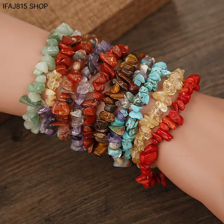 Women's Handmade Natural Stretch Elastic Crystal Beaded Bracelet - Topaz, Redstone, Red Coral, Aquatic Agate Healing Stone Wristband, Colorful Stones, Natural Gravel, Minimalist Fashion Accessory for Adults' Yoga Meditation, 17-22cm, 12g Birthday Gift, Pu