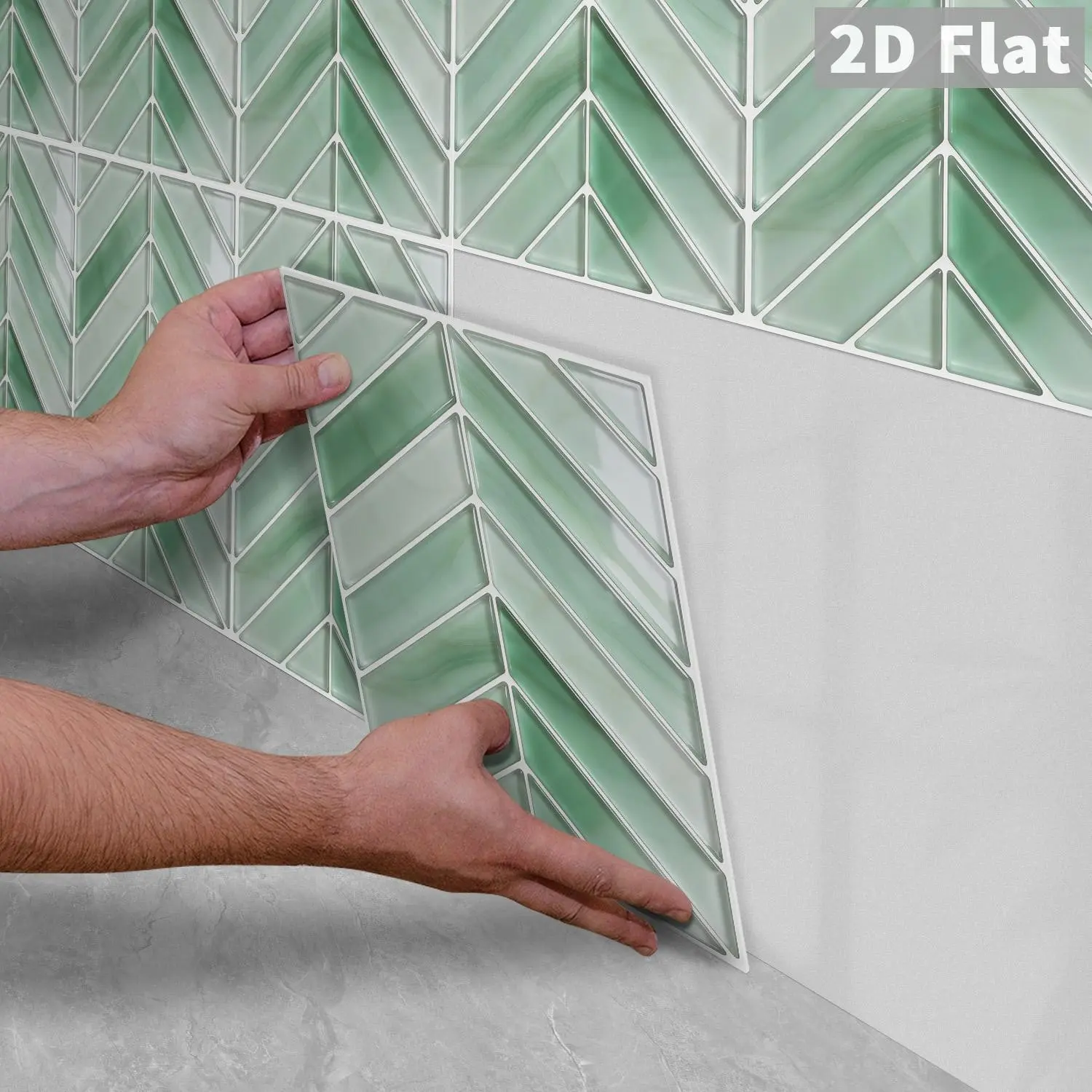 10PCS/Color Box GST Gradient Emerald Green Onyx Herringbone Strip PE Foam Tile Stickers, Waterproof Oilproof Shock Resistant, Peel&Stick for Kitchen Bathroom Bedroom Office Home & Commercial Wall Decor