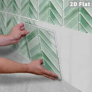 10PCS/Color Box GST Gradient Emerald Green Onyx Herringbone Strip PE Foam Tile Stickers, Waterproof Oilproof Shock Resistant, Peel&Stick for Kitchen Bathroom Bedroom Office Home & Commercial Wall Decor