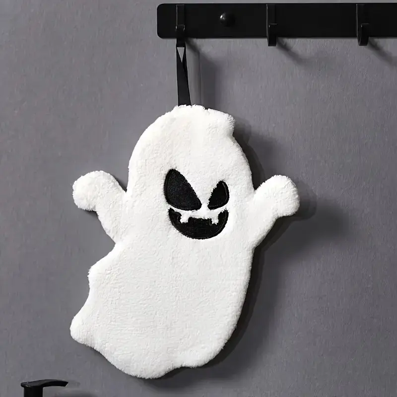 Ghost Hand Towel, Halloween Bathroom Decor, Soft Absorbent Coral Fleece Towel, Home Kitchen Tea Towel, Halloween Gift