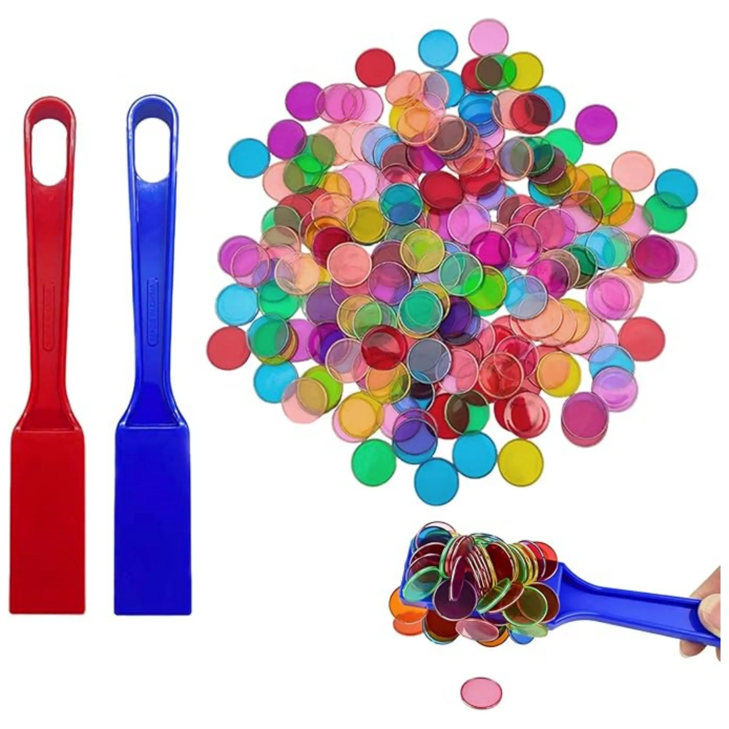Classic Bingo Disk Set, 200 Colorful Metal Edge Disks, 2 Classic Bingo Sticks, Perfect for Family Gatherings, Easy to Use and Store