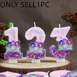 Number Birthday Candles, Pastel Pink Purple Iridescent Sequin Numeral Cake Topper Candles for Teen Girls Birthday Party Supplies