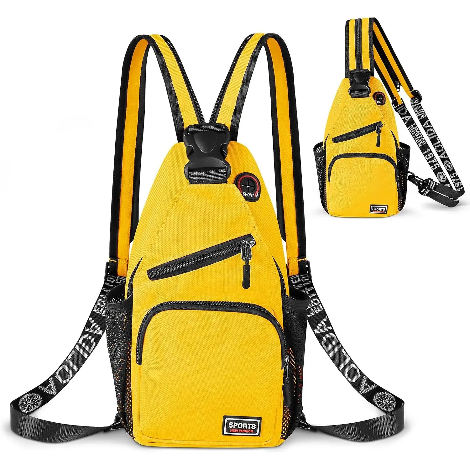 Crossbody Backpack Convertible Sling Bag for Women Men with Adjustable Strap Small Casual Daypack for Hiking Traveling (Small, 11-Inch, Yellow)