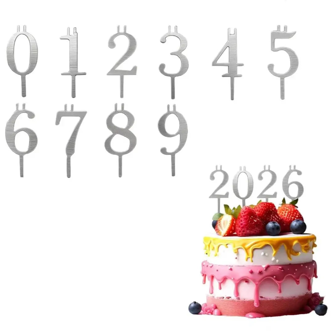 10pcs Reusable Digital Candle Holders Set, Adjustable Birthday Cake Candles, Anniversary Graduation Party Decorations, 2 Sets Included