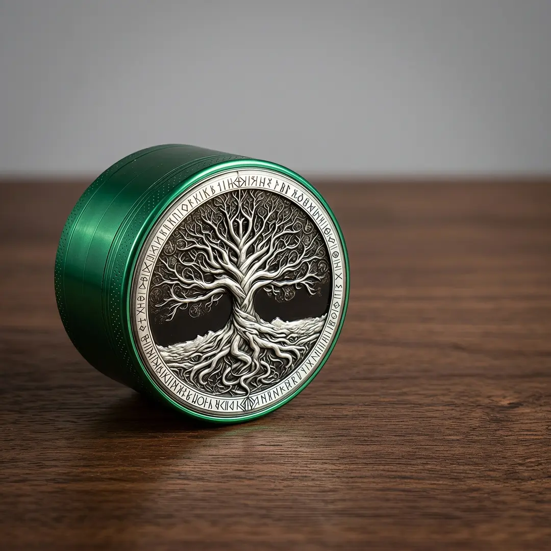 1.97 inch 50mm Green Tree of Life Pattern Spice Grinder Metal Manual Four Layer Salt Grinder Pepper Mortar Spice Zinc Alloy Seasoning Spice Grinder Kitchen Cooking Accessories Kitchen Tool Gift