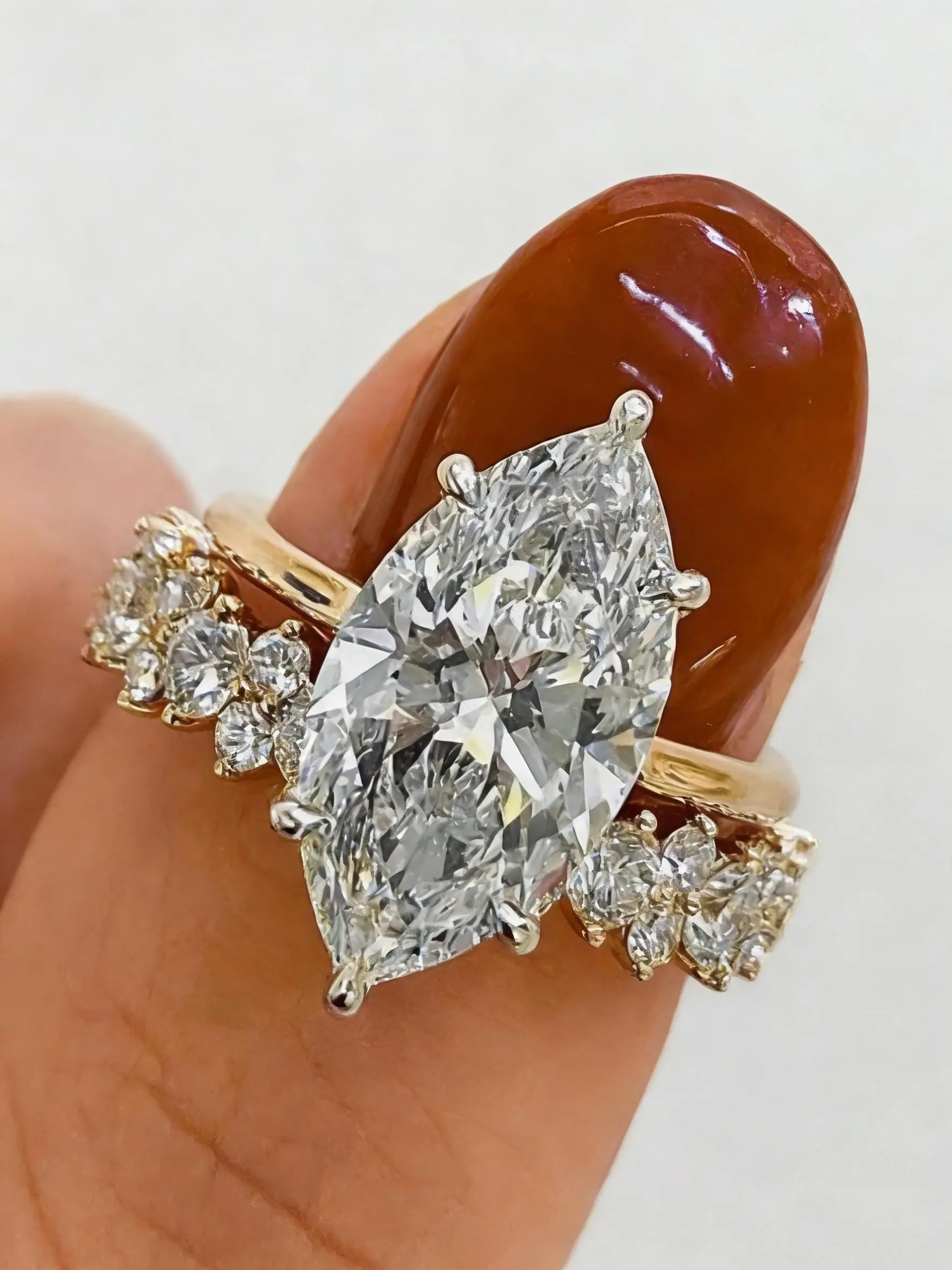 Elegant Marquise Design Zircon Ring Set, Stackable Fashion Rings for Women and Girls, Perfect for Wedding, Engagement, Daily Wear, Anniversary, Valentine's Day Gifts