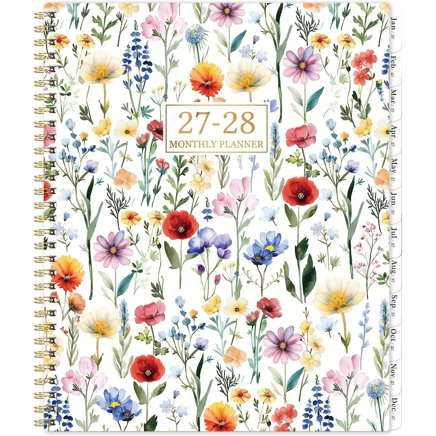 2027-2028 Monthly Planner - 2 Year Monthly Planner/Calendar 2027-2028 | JAN 2027 - DEC 2028, 9" x 11", 24 Months, Tabs,  Pocket, Holidays, -Wire Binding,  for School Office Supplies