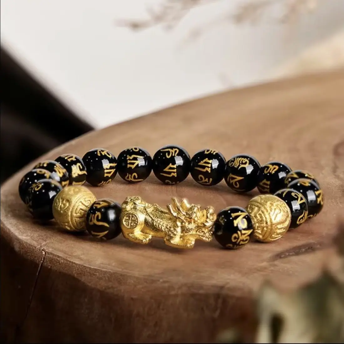 Trendy Chic Deco FengShui PiXiu Obsidian Wealth Adjustable Money Lucky Bracelets For Women Men Faith Wear Jewelry