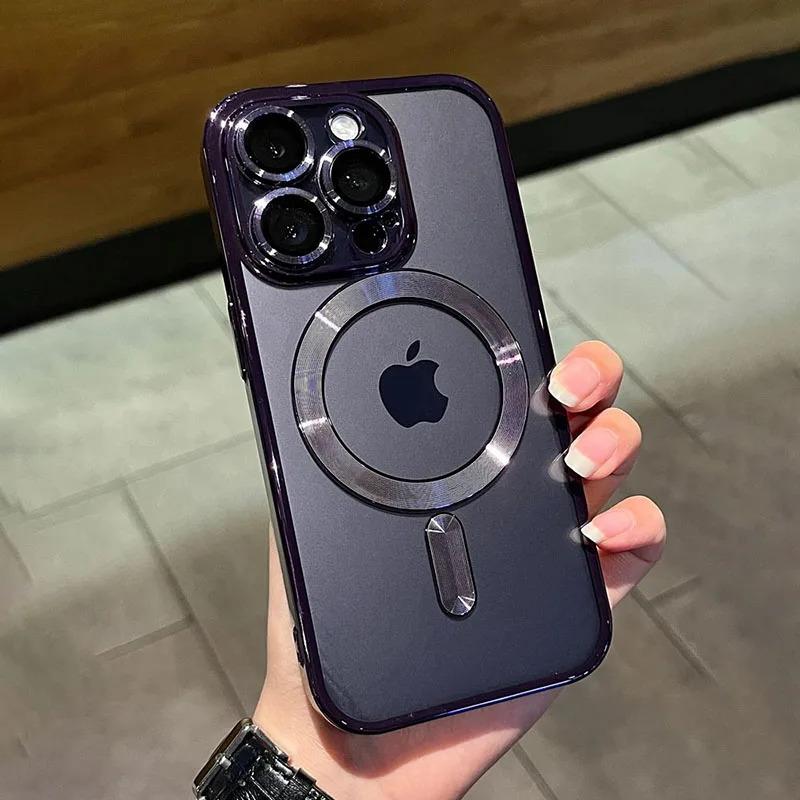 Luxury Magnetic For Magsafe Wireless Charge Plating Clear Case For iPhone 17 11 12 13 14 15 16 Pro Max Shockproof Silicone Cover